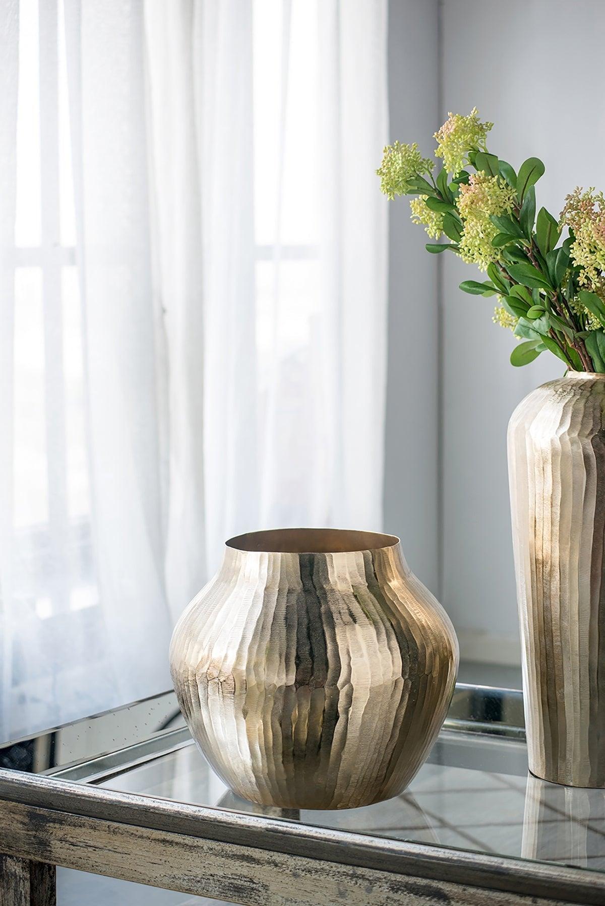 Gold Aluminum Metallic Decorative Vase