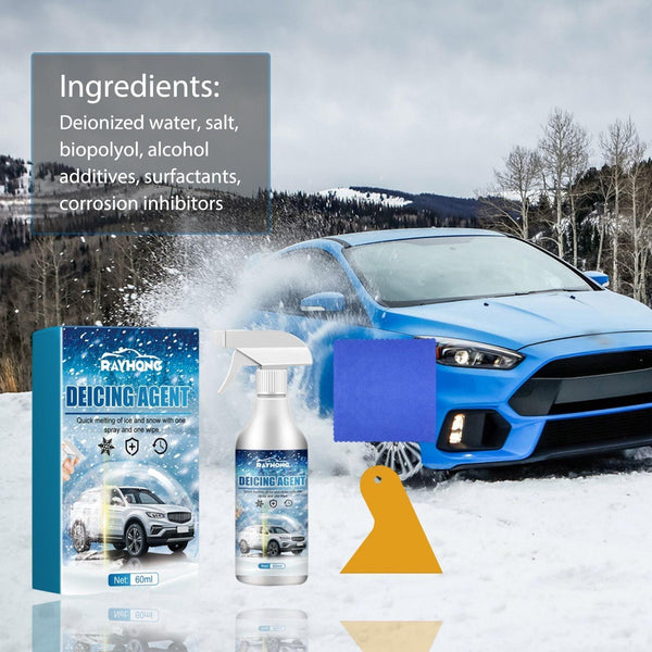 Deicing Agent, Winter Car Glass Fast Melting Snow Remover Front Windshield Snow Repellent