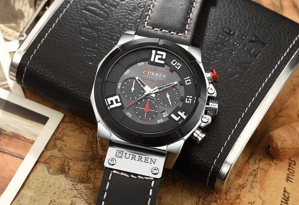 Men's Sport Waterproof Watch With Chronometers Large Numbers And Fluorescent Hands Perfect Gift For Your Man