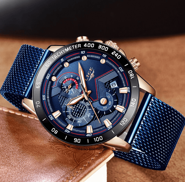 Men's Sports Waterproof Watch With  Stainless Steel Bracelet Unique Design Perfect Gift For Your Man