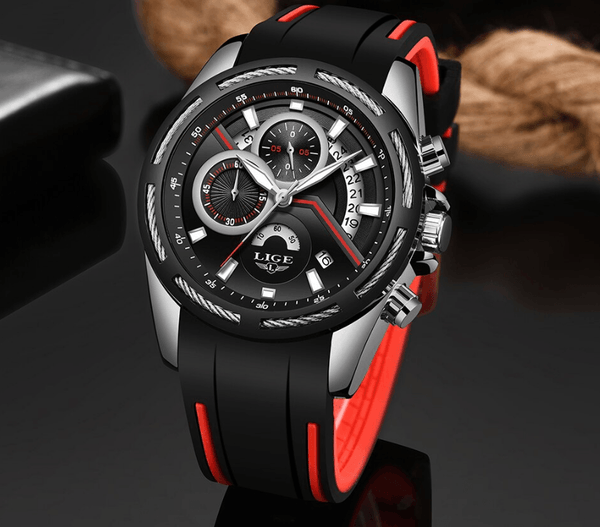 Men's Waterproof Modern Watch With Rubber Straps Multifunction Watches Unique Design Perfect Gift