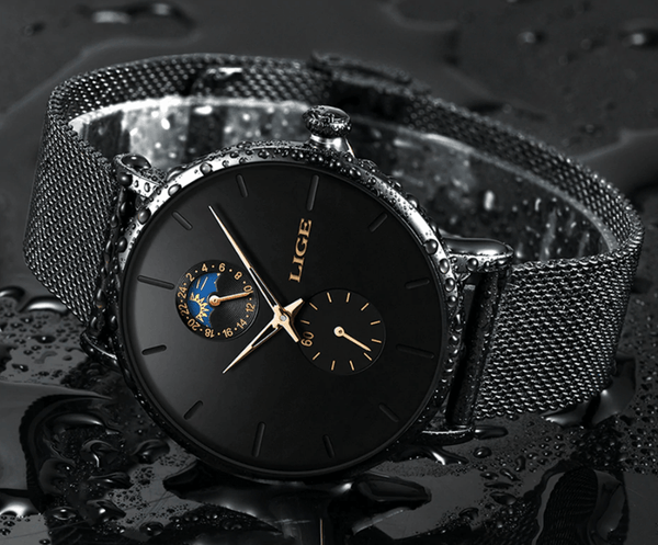 Women's Elegant Waterproof Watch With Chronometers And Braided Stainless Steel Bracelet Excellent Design Perfect Gift