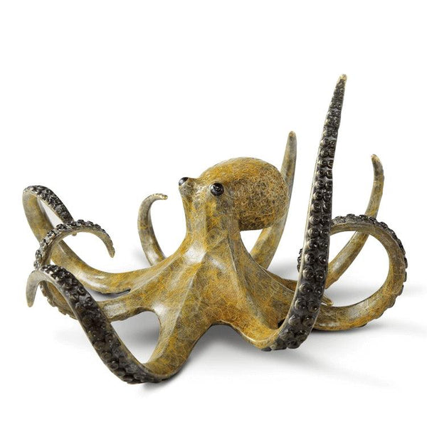 Brass Hunting Octopus Sculpture – Hot Patina Finish