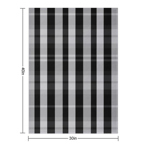 Black And White Evander Hand Drawn Textured Plaid Pattern Versatility Throw Blanket