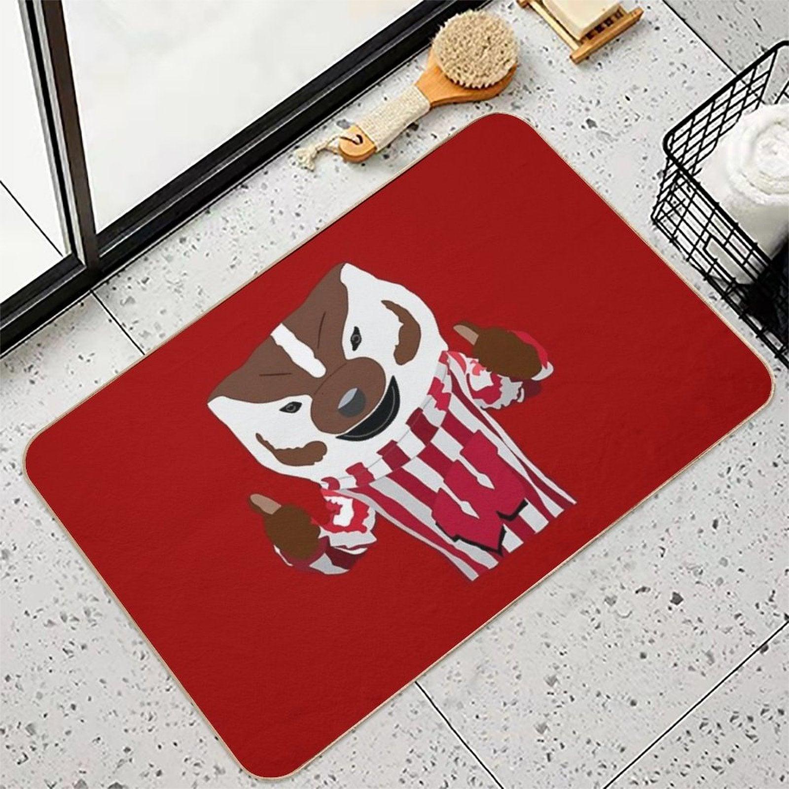 Bucky Badger Cartoon Drawing Bath Mat