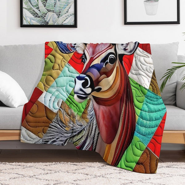 Beautiful Buck Deer Simulated Quilt Pattern Sustainable Throw Blanket