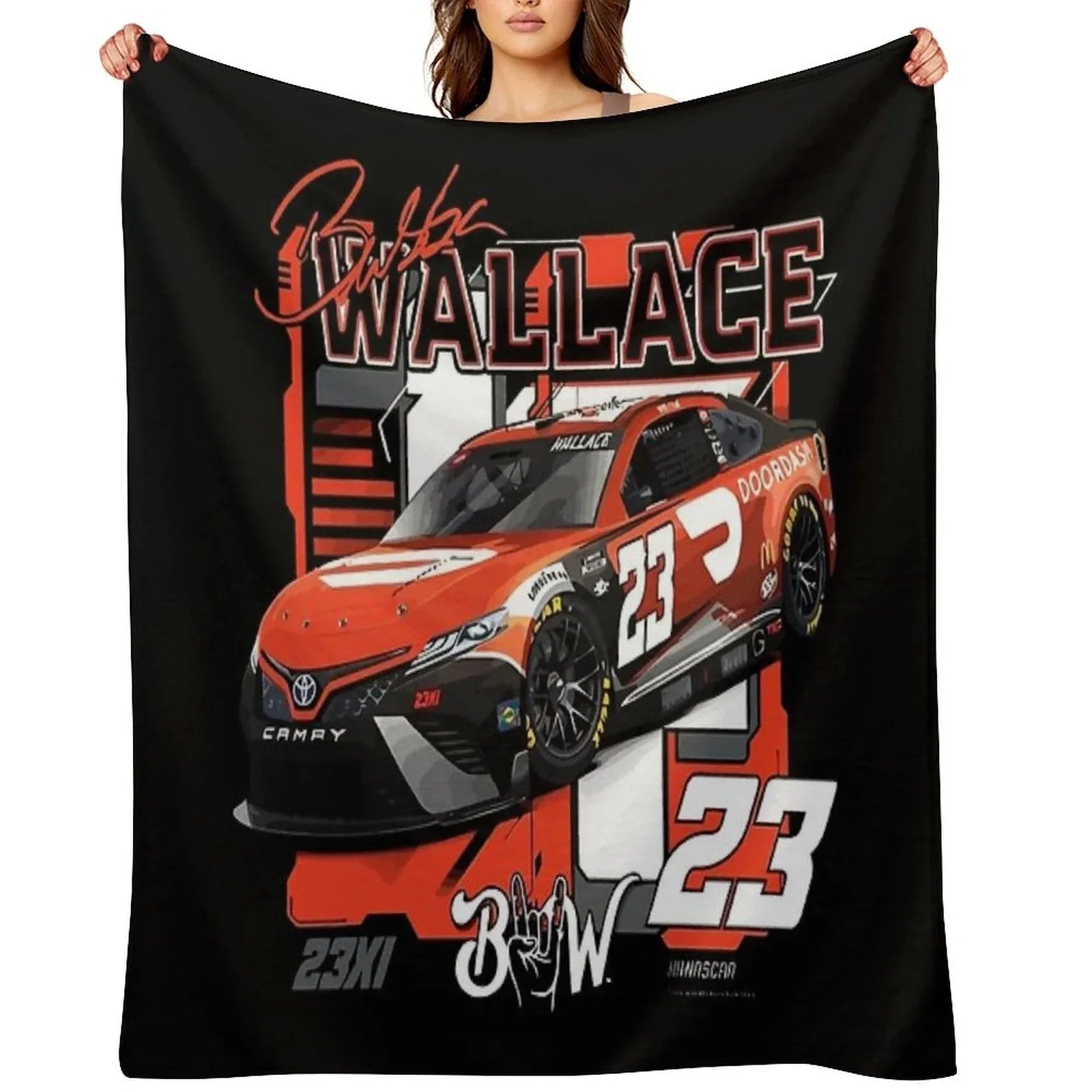 Bubba Wallace 23 Nascar Racing Car Throw Blanket