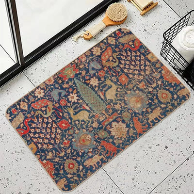 17th Century Persian Rug Print with Animals  Toxin-Free Bath Mat