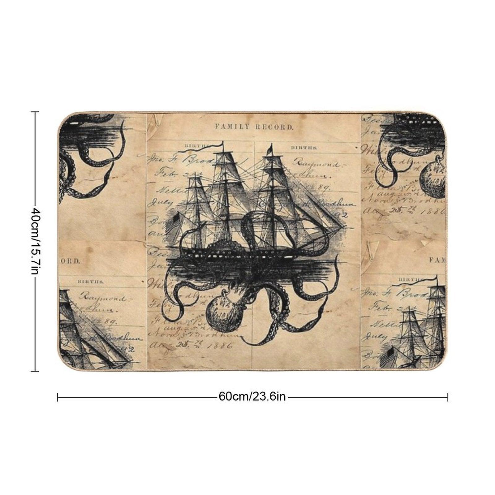 Kraken Attacking Ship on Ledger Design  KAS947 Bath Mat