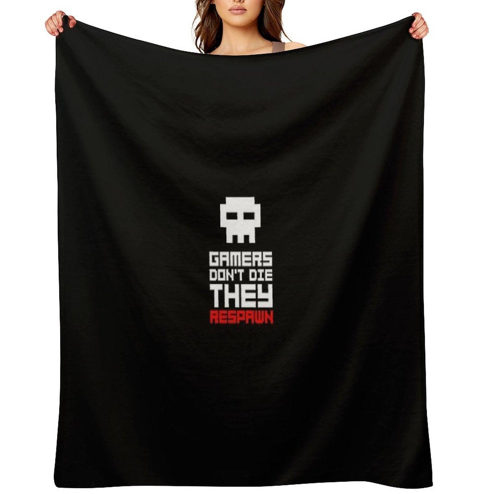 Pixel Skull Gamers Don't Die Throw Blanket