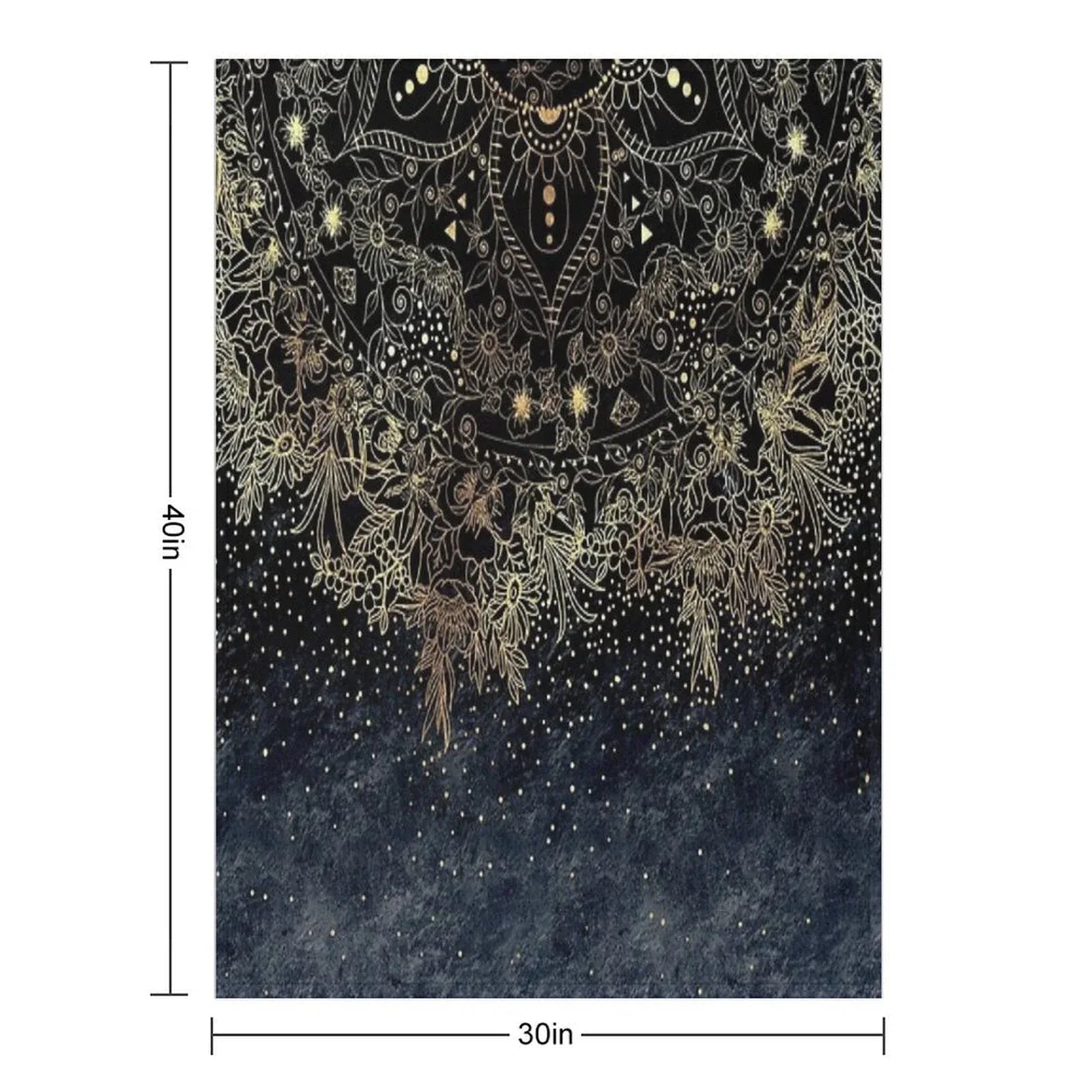 Blue Gold Mandala Floral Throw Blanket