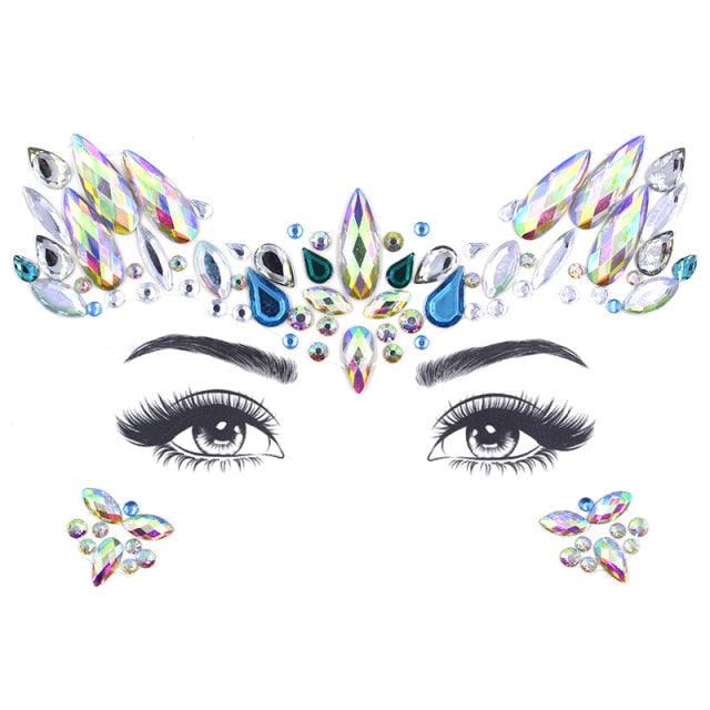 23 Sets Glitter Face Jewels Sticker Temporary Party Face Makeup Tattoo Face Gems Glitter Face Jewels Crystal Stickers For Womens