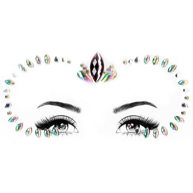 23 Sets Glitter Face Jewels Sticker Temporary Party Face Makeup Tattoo Face Gems Glitter Face Jewels Crystal Stickers For Womens
