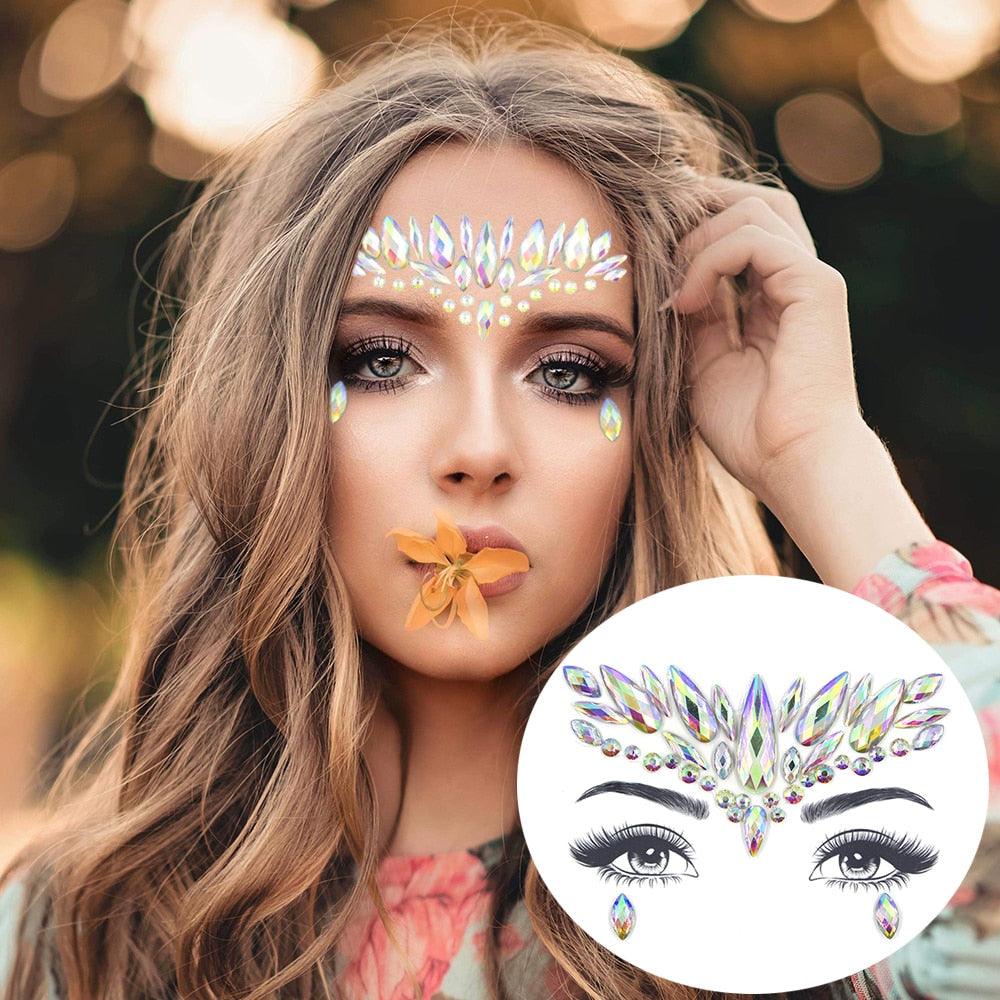 23 Sets Glitter Face Jewels Sticker Temporary Party Face Makeup Tattoo Face Gems Glitter Face Jewels Crystal Stickers For Womens