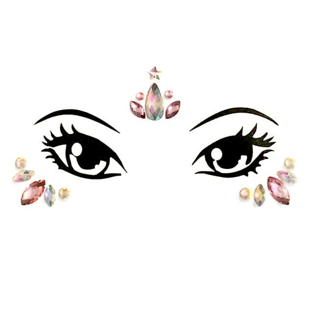 23 Sets Glitter Face Jewels Sticker Temporary Party Face Makeup Tattoo Face Gems Glitter Face Jewels Crystal Stickers For Womens
