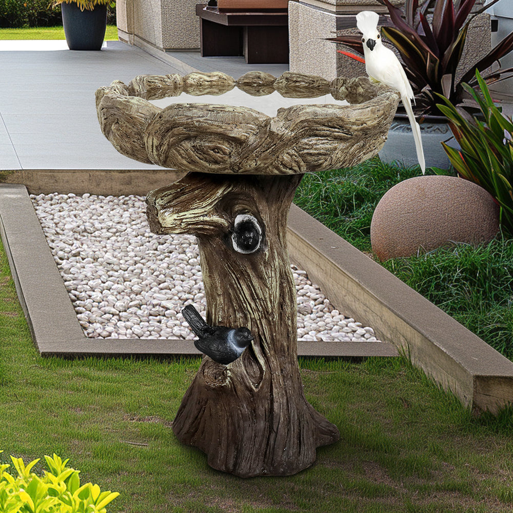 Concrete Tree Stump Bird Bath Log and Knot 23 Inch