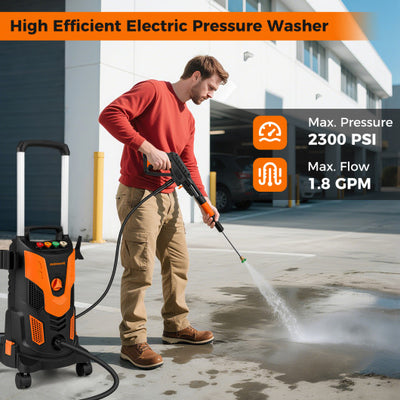 2300 PSI 1.8 GPM Electric High Pressure Power Washer-Orange