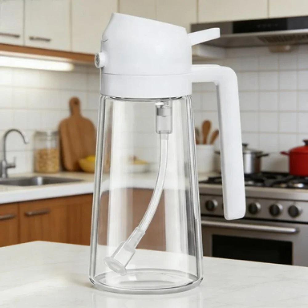 2-in-1 Kitchen Oil Sprayer and Dispenser Bottle, Plastic Oil Mister for Cooking, BBQ, Baking, Roasting and Picnic