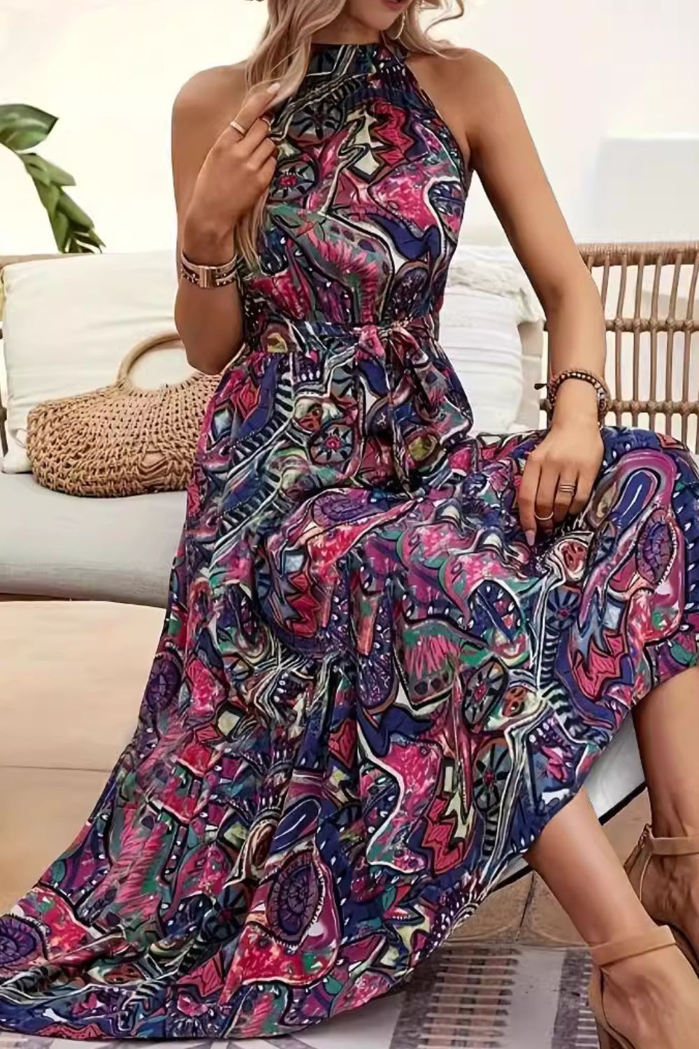 Elegant Floral Sleeveless Dress Lightweight & Feminine Summer Essential Beautiful Print Dress