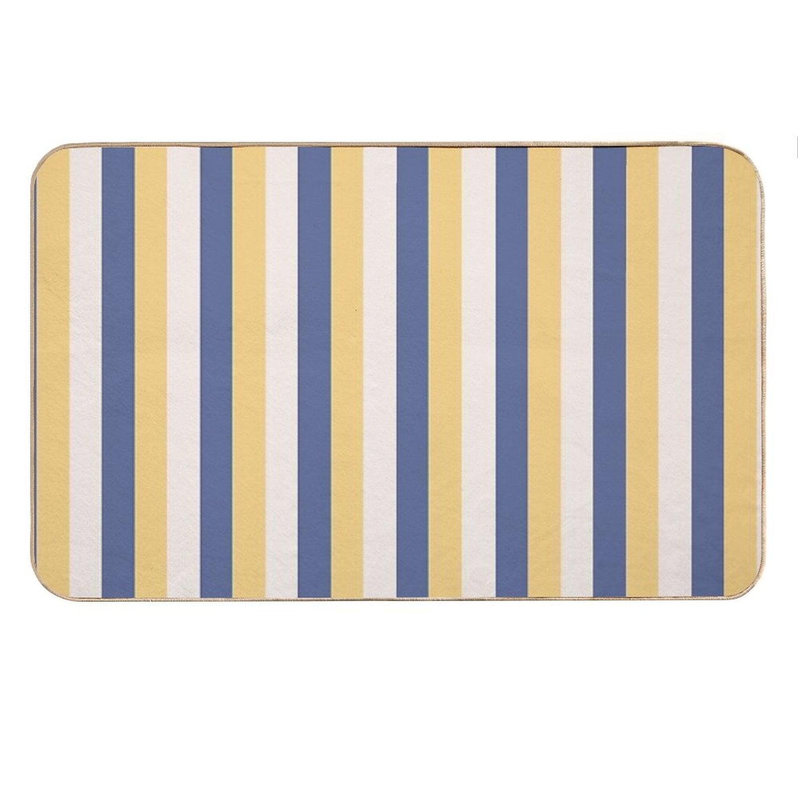 Blue Yellow Stripes - Striped Bath Mat