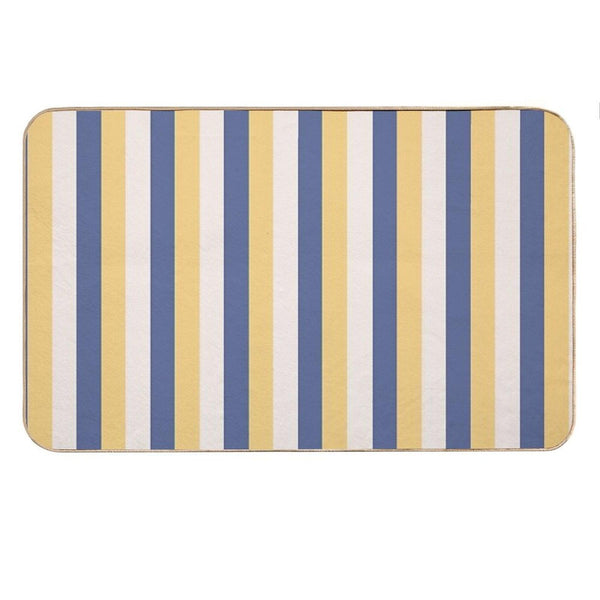 Blue Yellow Stripes - Striped Bath Mat