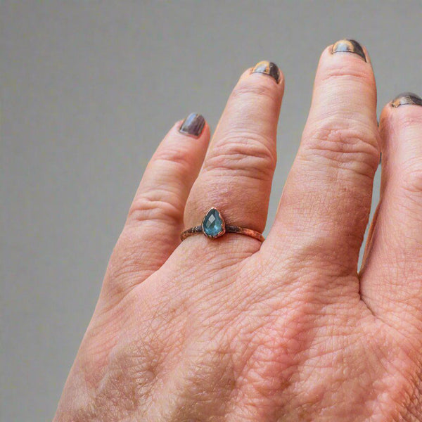 Copper Blue Topaz Ring for Calm Clarity Within | By Blackbird & Sage
