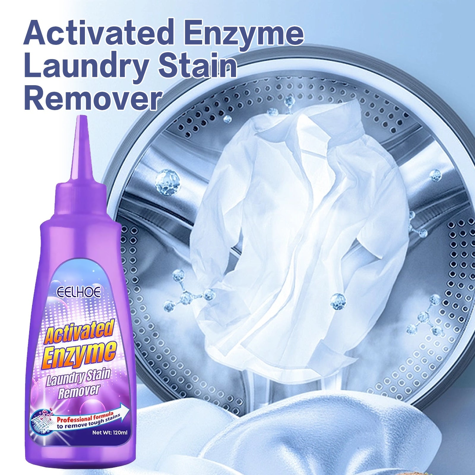 Activatod Enzyme Laundry Stain Remover, Gentle Cleaning Liquid For Clothes, Blankets, Oil, Coffee And Stains