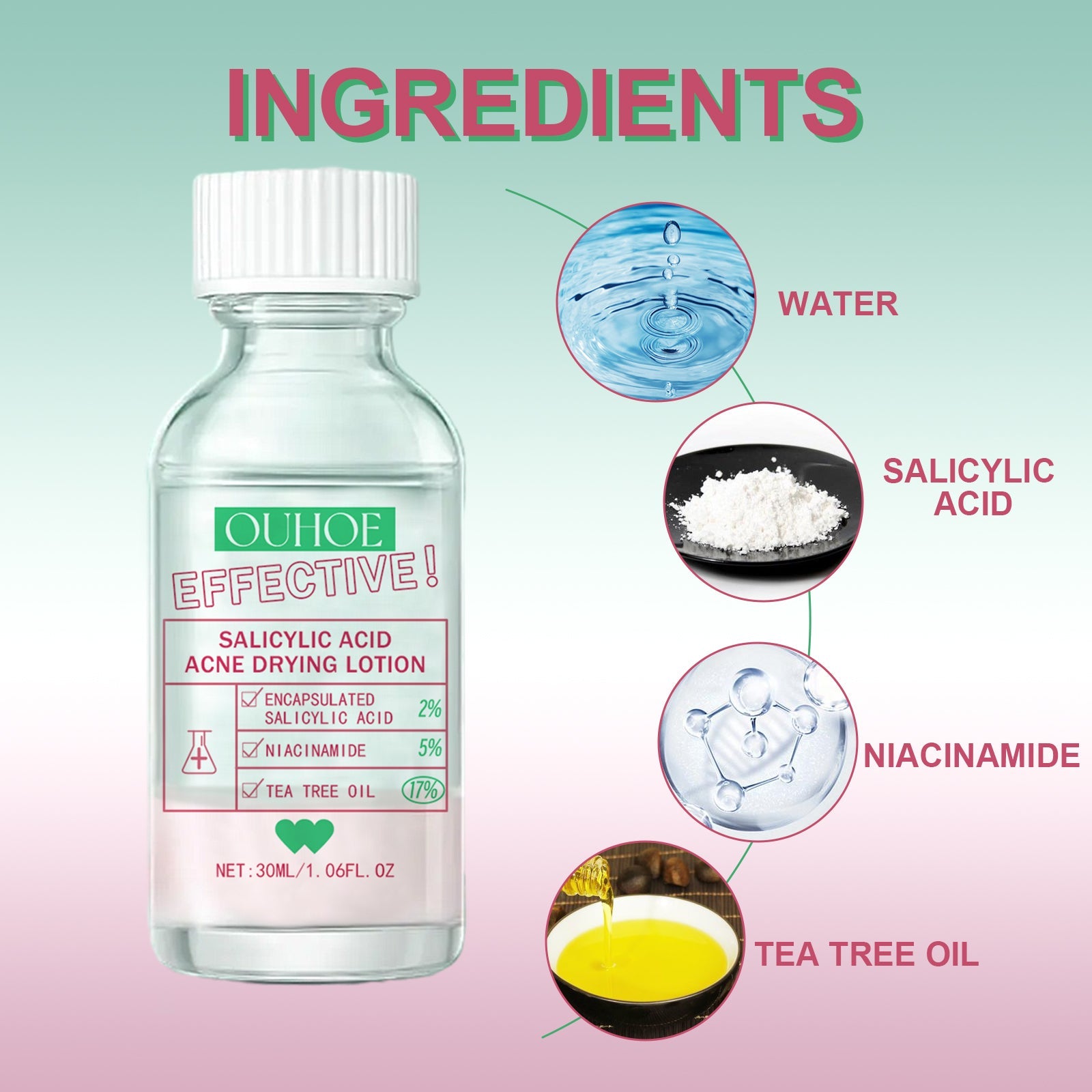 Salicylic Acid Acne Drying Lotion, Gentle Repair Acne-Skin Skin Moisturizing Lotion