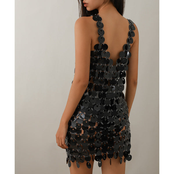 exy suspender hollow sequin skirt, nightclub trendy women's thin half skirt, body chain