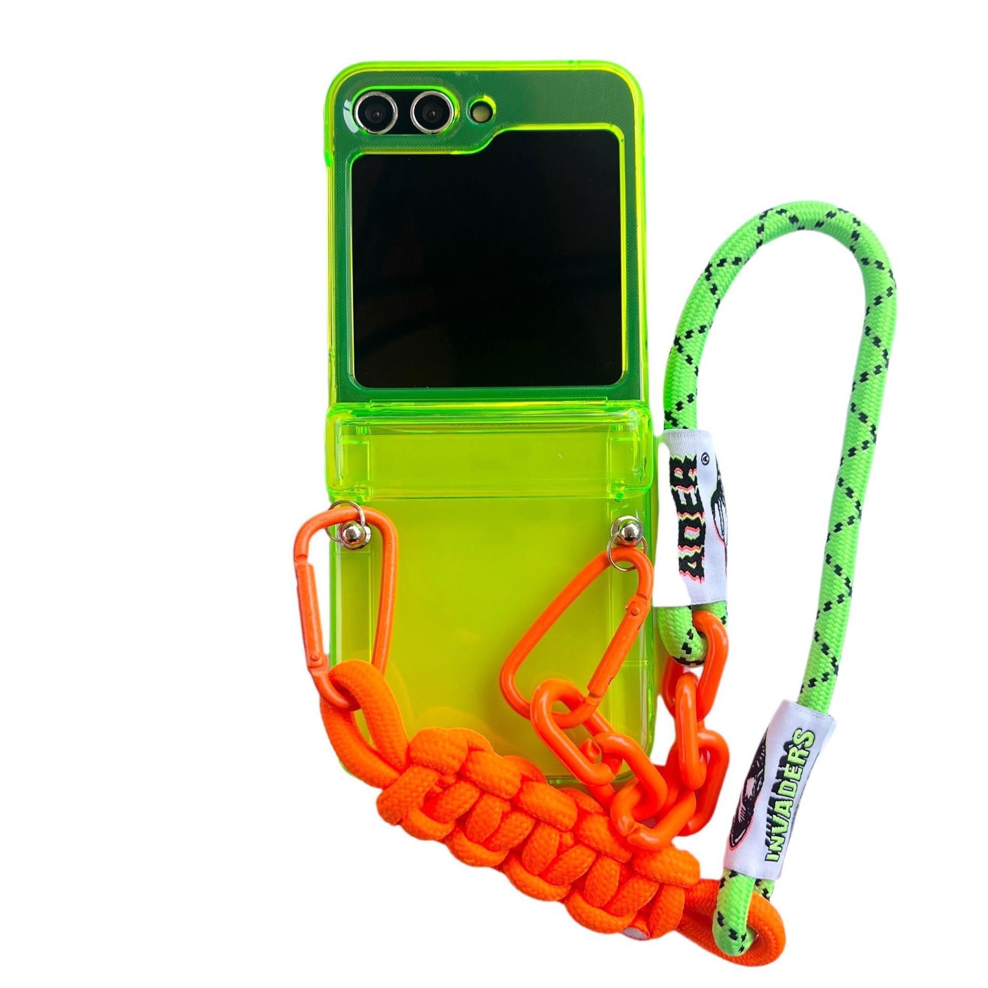 Suitable for Samsung Galaxy Z Flip5 phone case simple fluorescent green zflip4/3 folding screen protective cover