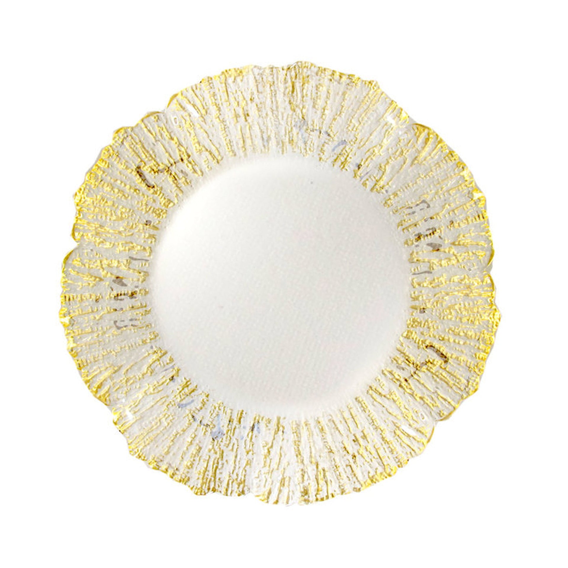 DENIZ GOLD FLOWER SHAPE GLASS CHARGER PLATE 12.6