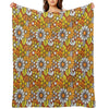 Retro 70s Flower Pattern Comfort Throw Blanket