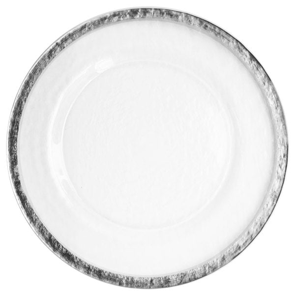 Hammered Ice Silver Band Glass Charger Plate by American Atelier