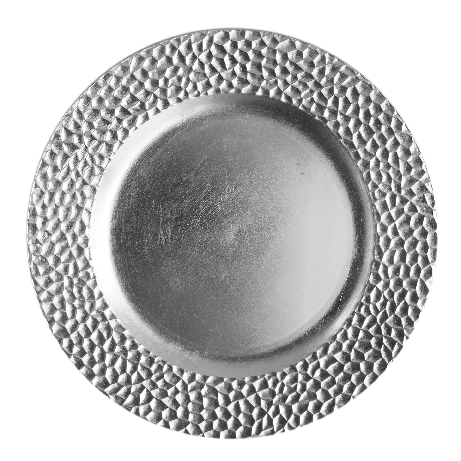 Silver Hammered Charger Plate Set, 12 Pieces