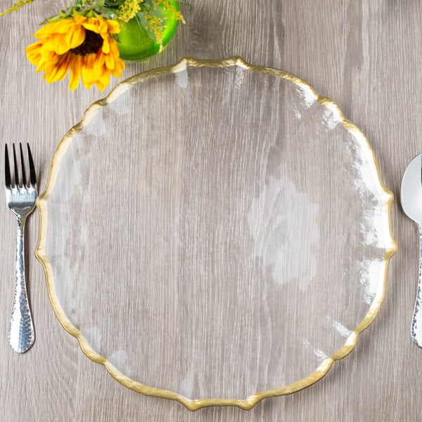 Ice Queen Glass Charger Plate with Gold Rim by American Atelier