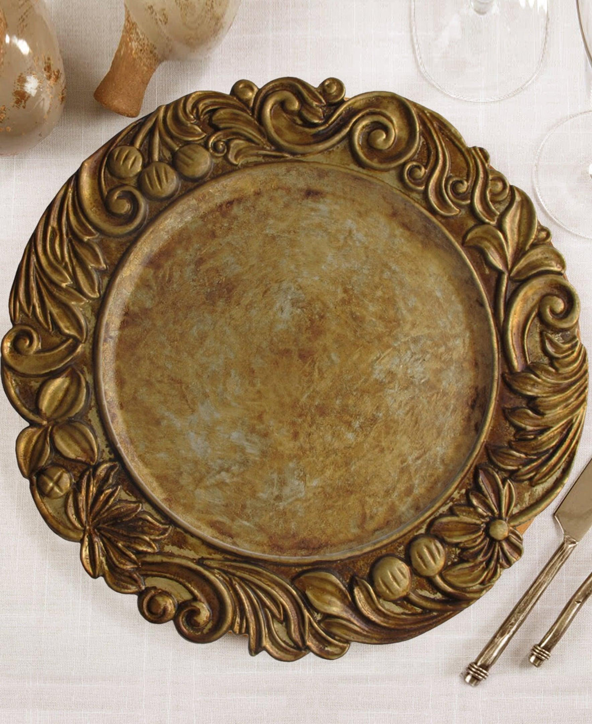 CANTERA GOLD CHARGER PLATES SET OF 4 14