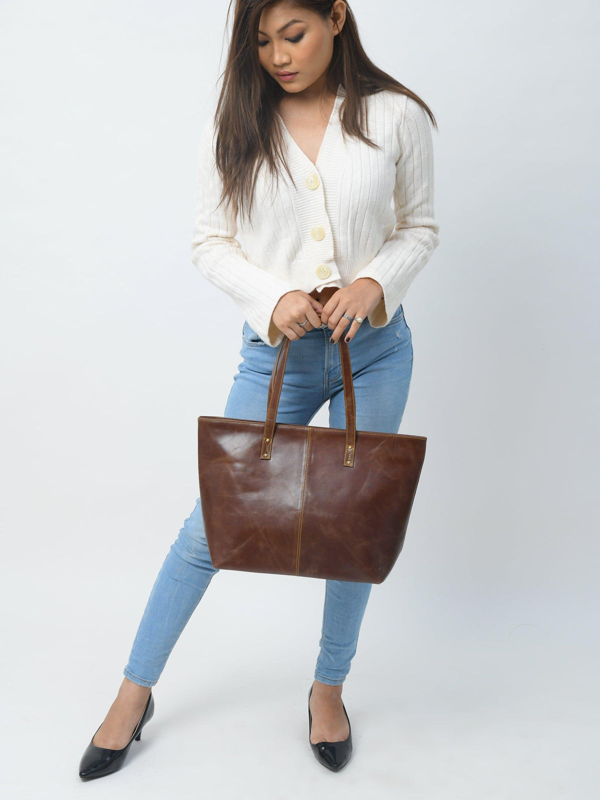 The Kim Tote Bag- Dark Brown