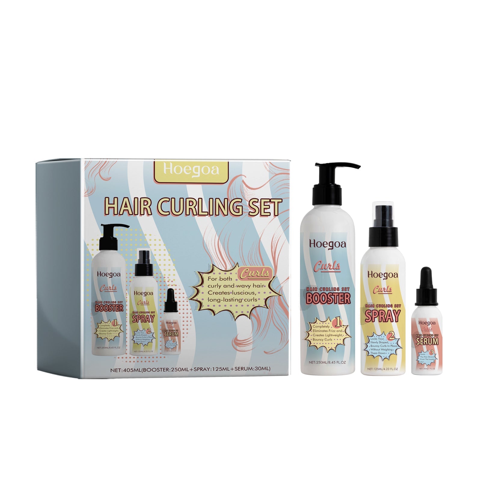 Hair Curling Set, Moisturizing Curly Hair Styling Curly Styling Moisturizing Leave-In Hair Care