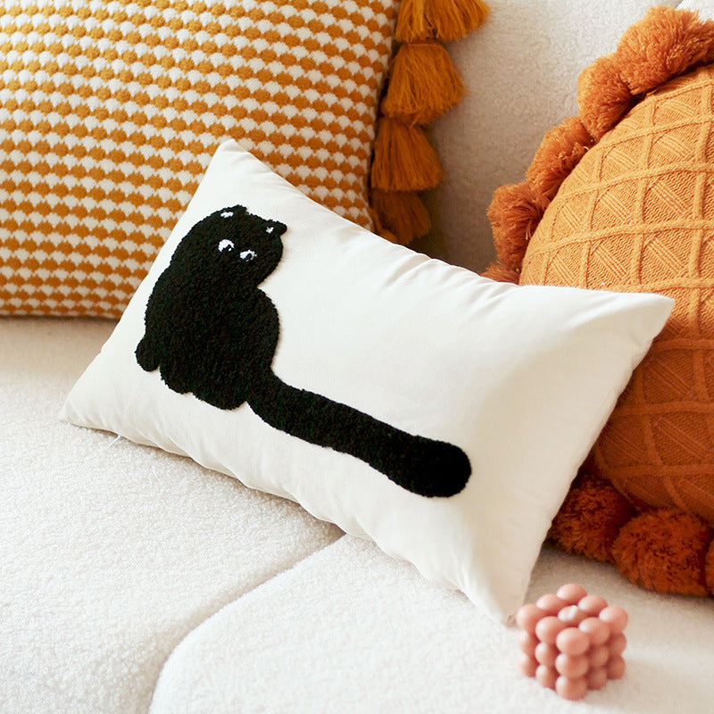 Original Design Modern Minimalist Cat Embroidered Cushion