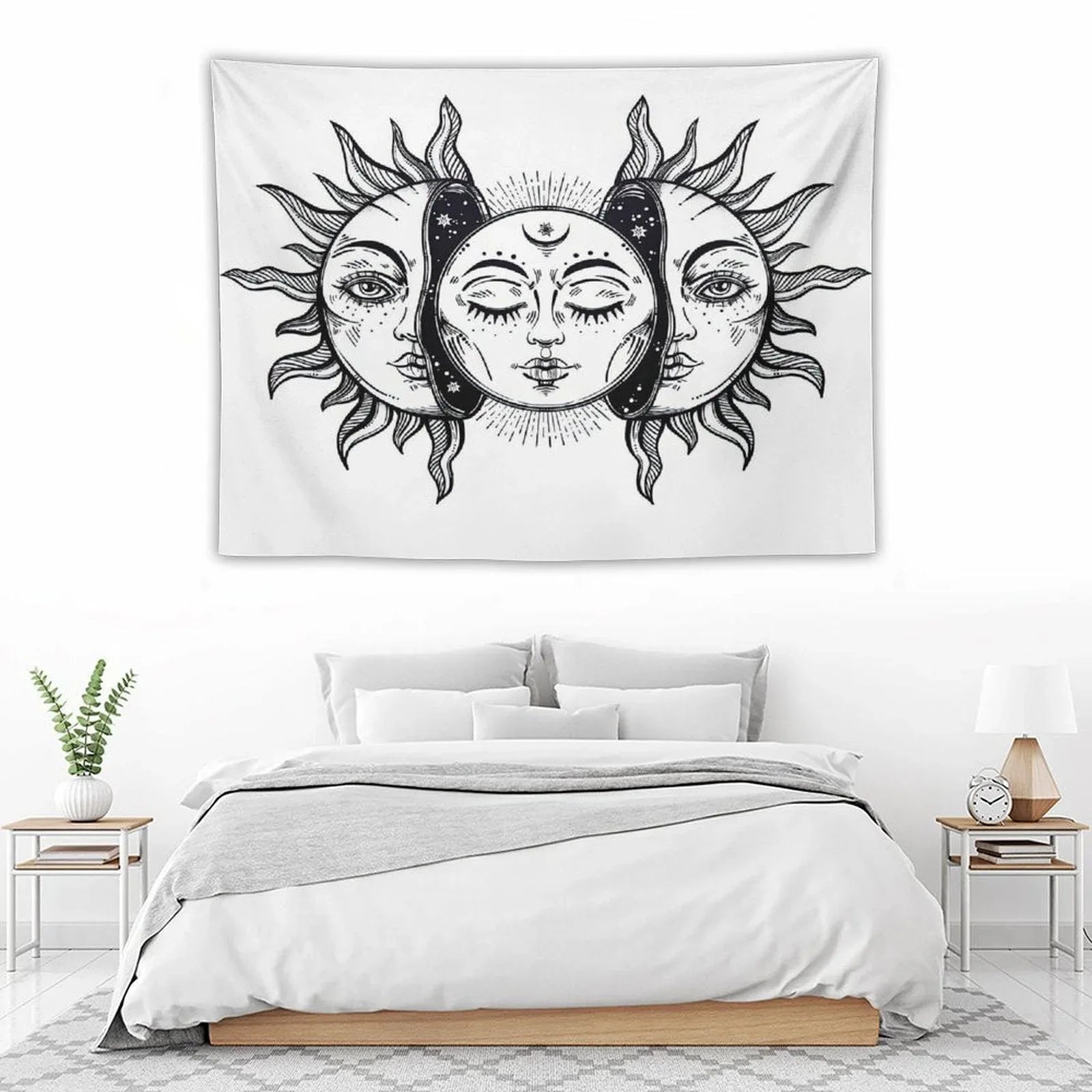 Vintage Solar Sun And Moon Tapestry