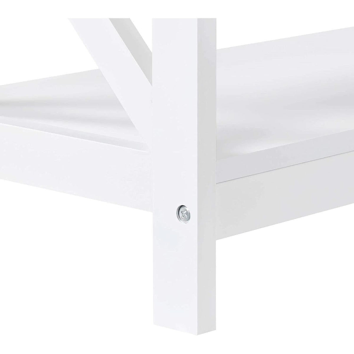 White Three Tier Console Table With Storage Shelves