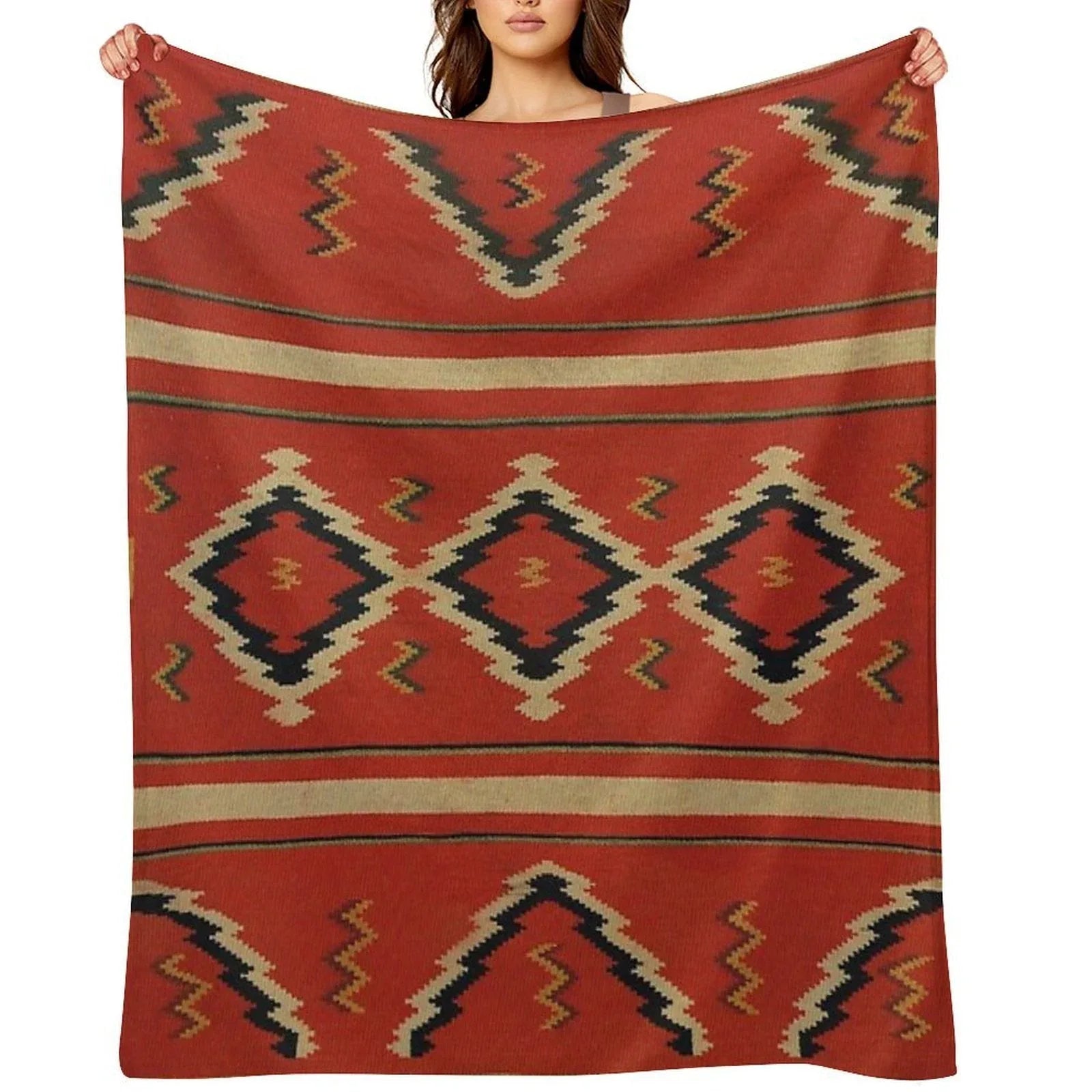 Navajo Textile  Native American Weaving Pattern 26 Throw Blanket