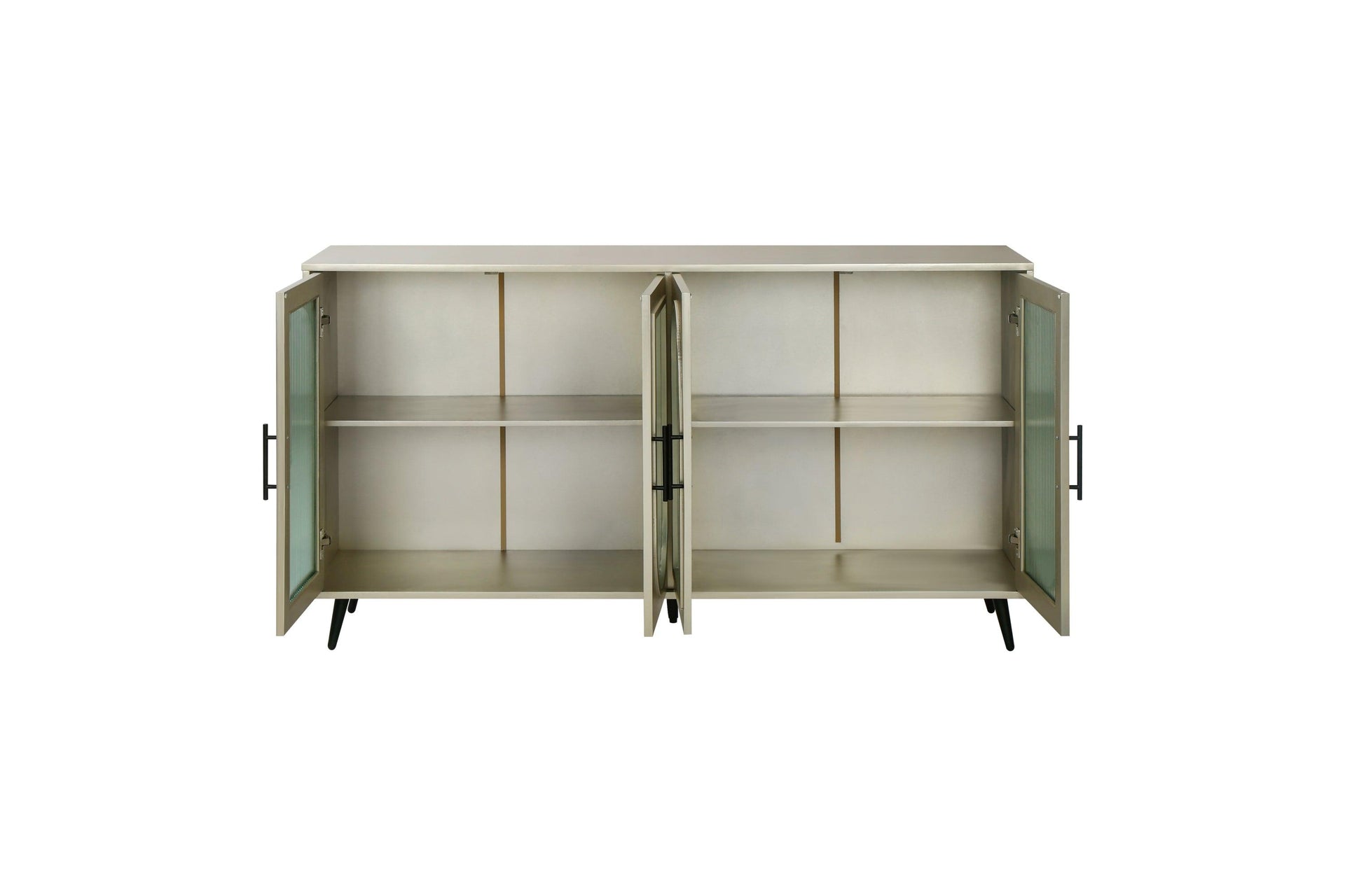 Wood TV Stand with Storage Cabinet & Adjustable Shelves
