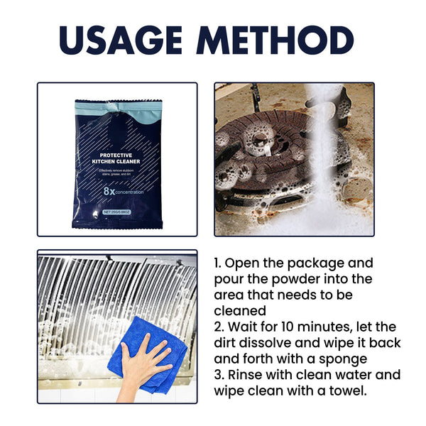 Kitchen Cleaning Detergent Powder, Stove Hood Kitchen Utensils Heavy Oil Cleaning Decontamination Detergent