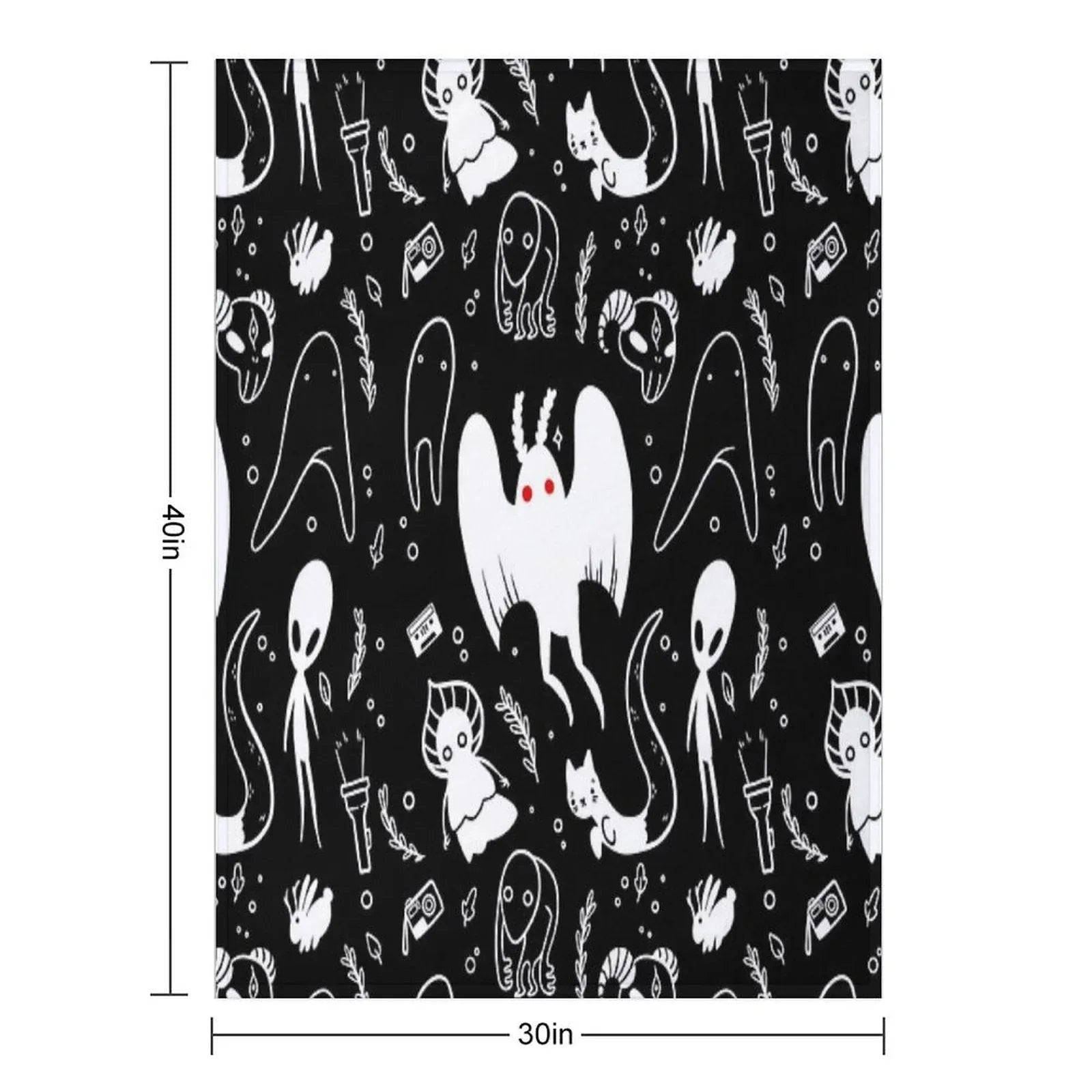 Cryptids in Black Throw Blanket