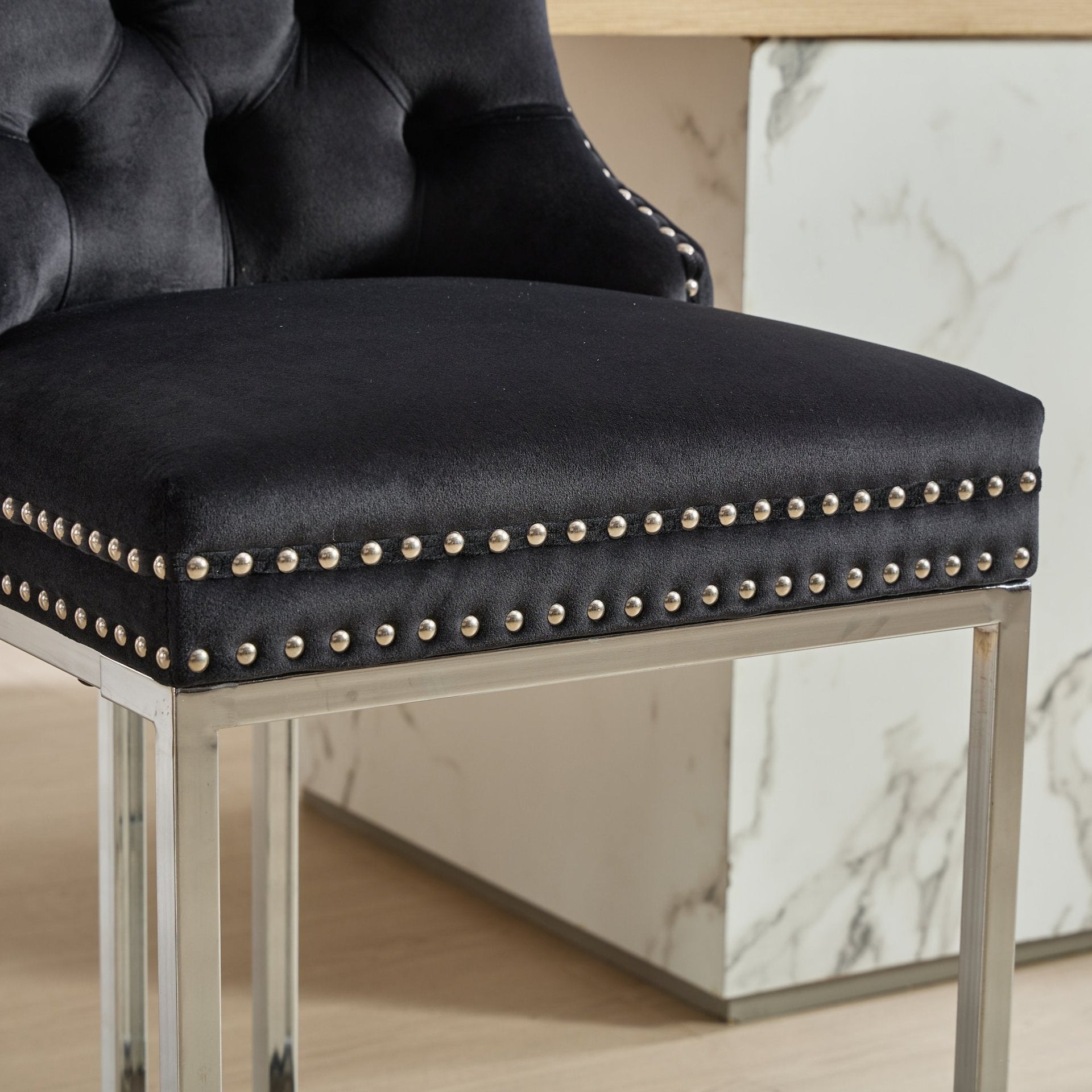 Set of 2 Modern Velvet Barstools