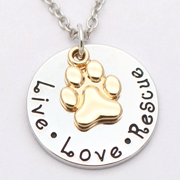 Pet Lover Dog Paw Necklace or Keychain 
