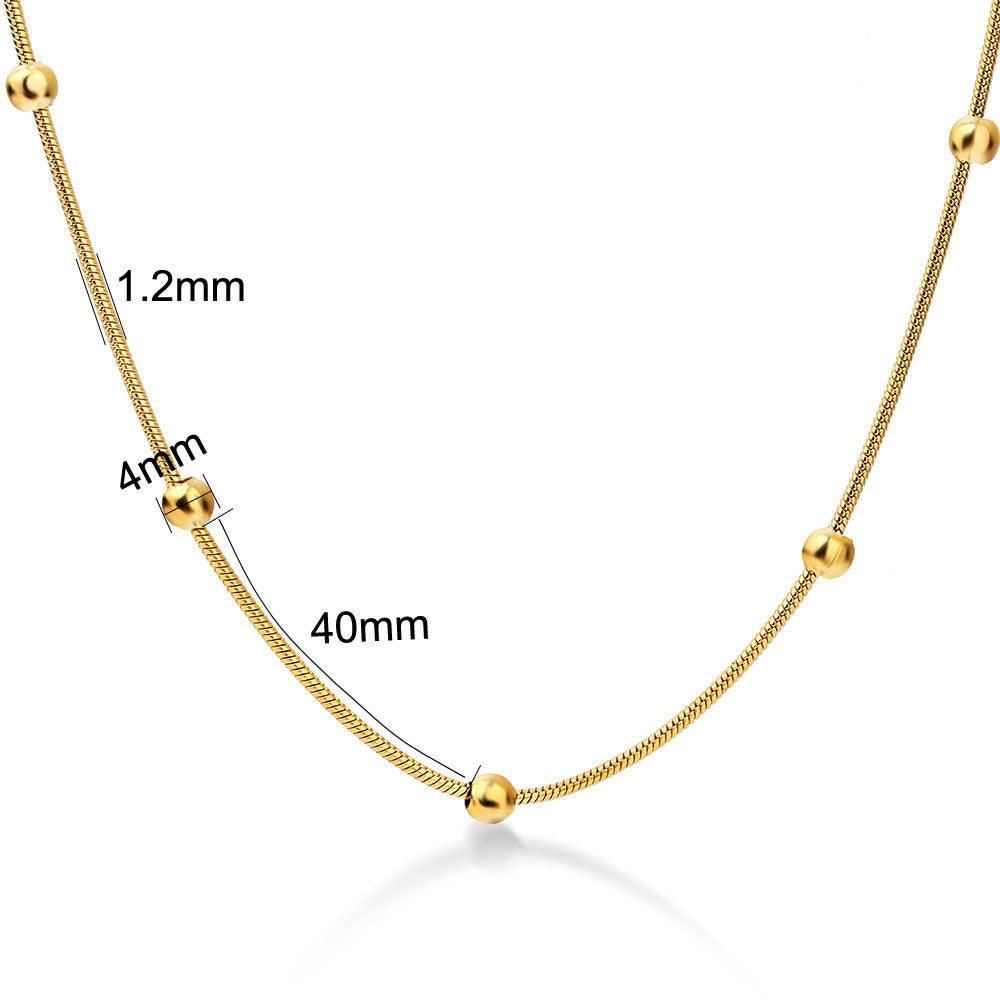 Fashion stainless steel round snake bag bead chain multi-color accessory chain necklace collarbone chain