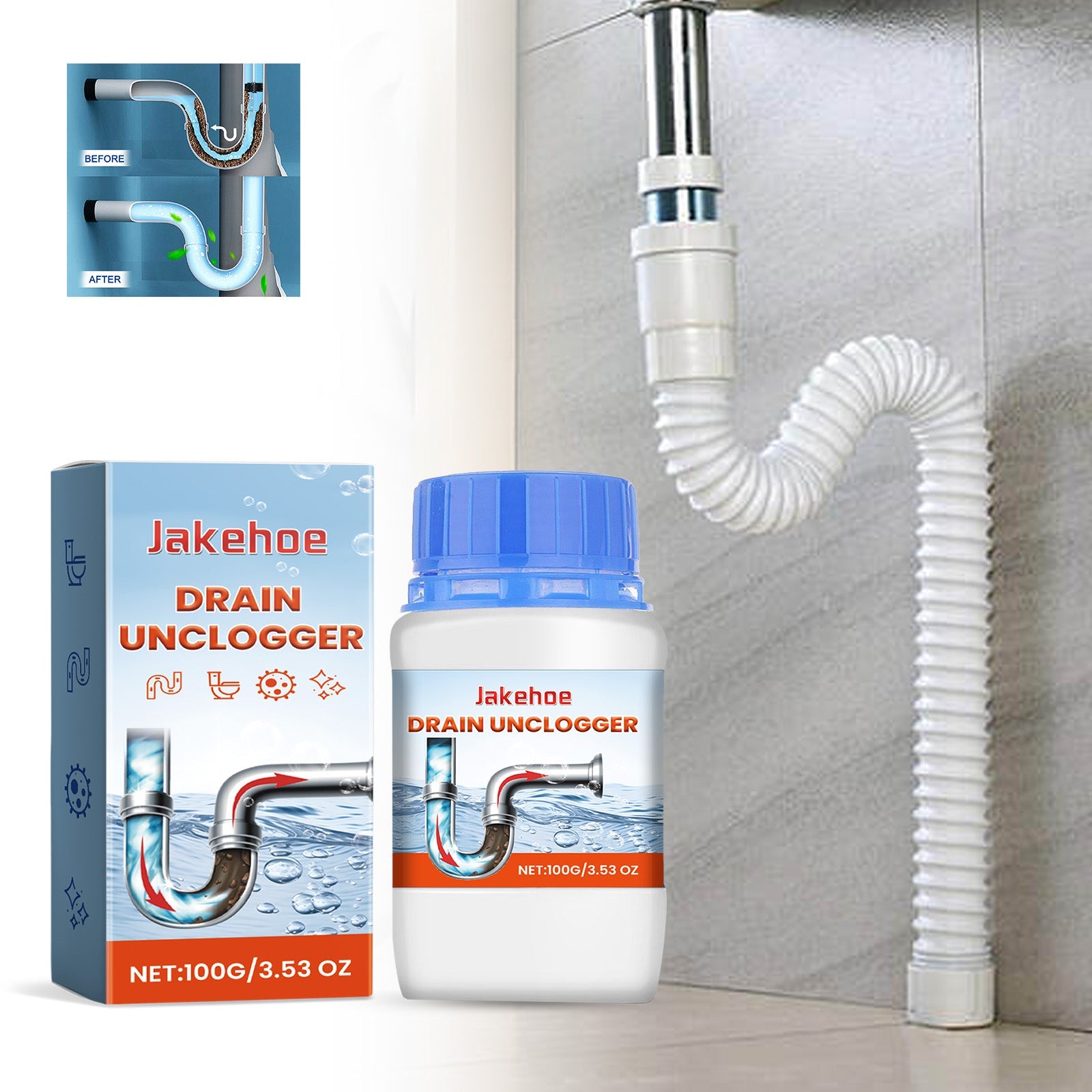 Pipe Dredge Agent, Dissolves The Toilet Toilet Floor Drain Kitchen Sewer Powder Oil Blockage Deodorization