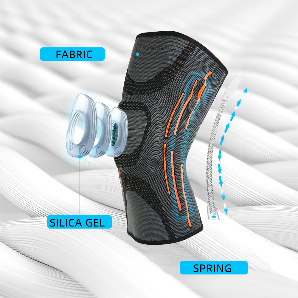 Silicone Spring Orange Strip Knee Protector Professional Jump Rope Knee Meniscus Protective Cover Knee Joint Sheath Running